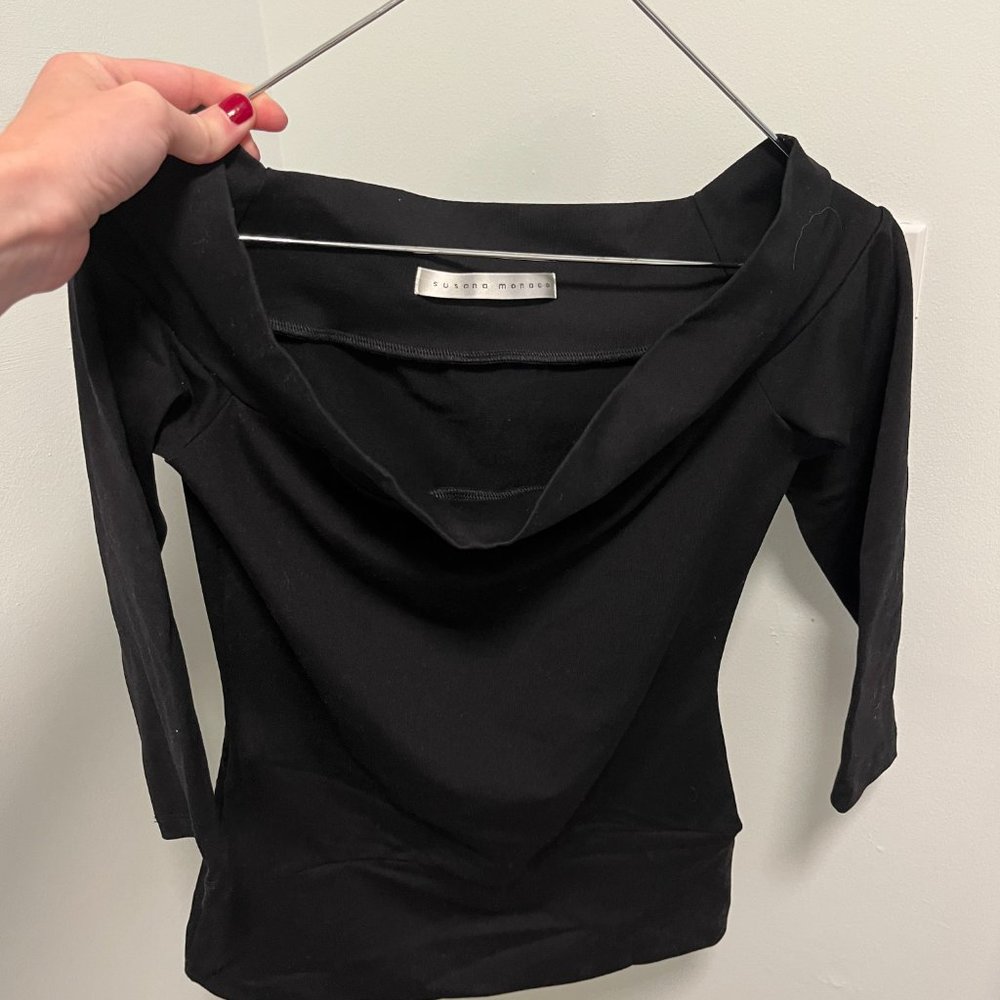 Susana Monaco Black 3/4 length sleeve top, Size XS